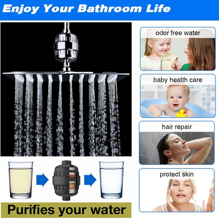 Multi Stages Shower Head Filter Bath Water Filter KDF Remove Chlorine Odors