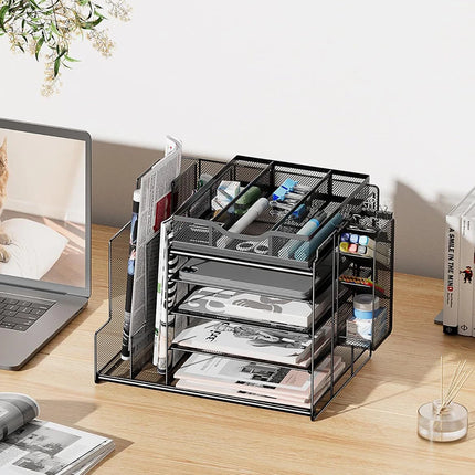 Desktop File Paper Organizer Holder Document Storage Rack Home Office Shelf Tray