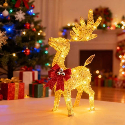 80cm Christmas Decoration Reindeer LED Lights Light up Solar Iron Frame Door