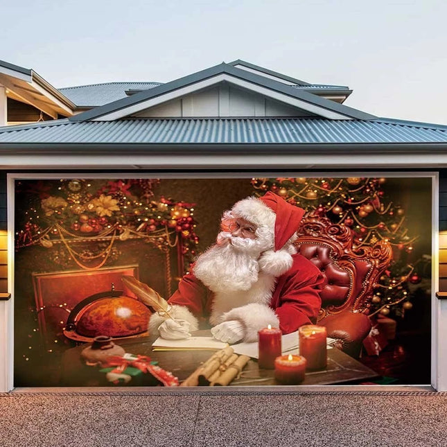 Christmas Garage Door Decoration Xmas Eve Banner Cover Backdrop Wall Decor Post