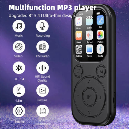 2" Color Screen MP3 Bluetooth Music Player with Speaker FM Radio Voice Recorder