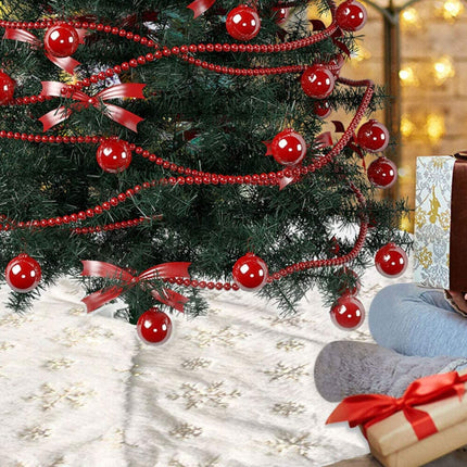 White Christmas Tree Skirt Base Faux Fur Xmas Floor Mat Ornaments Decoration