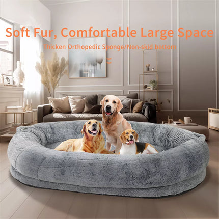 XXL Human-Sized Dog Bed Washable Orthopedic Pet Bed Bean Bag with Soft Blanket