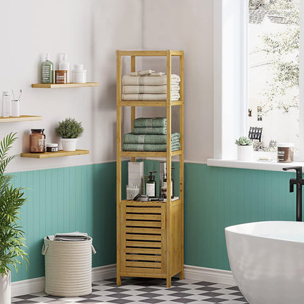 Bamboo Kitchen Cabinet Over the Toilet Bathroom Storage Cupboard Unit