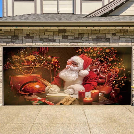 Christmas Garage Door Decoration Xmas Eve Banner Cover Backdrop Wall Decor Post