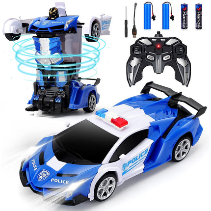 Transformer RC Robot Car 2 IN1 Remote Radio Control Xmas Gift Toys for Kids Blue/White