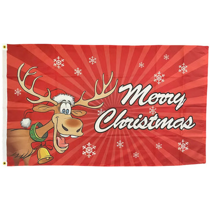 Merry Christmas Flag Large Rudolph Reindeer Flag 150 x 90cm