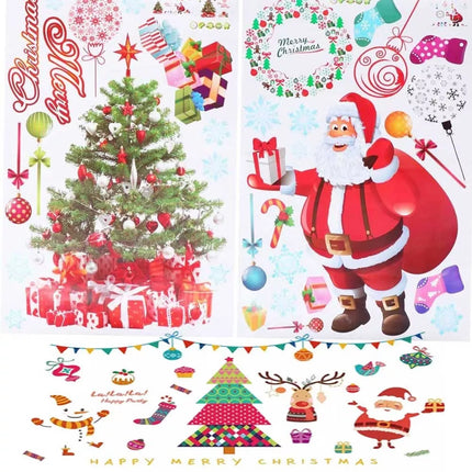 3Pcs Christmas Window Wall Stickers Santa Xmas Wallpaper Home Decor Decorations