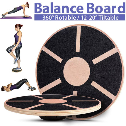 Wooden Balance Board Core Trainer Fitness Round Wobble Platform Yoga Pilate