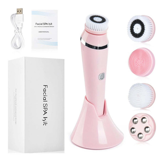 4 in1 Electric Facial Brush Massager Waterproof Face Cleaner Skin Care Cleansing