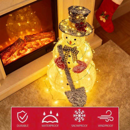 120cm Solar Powered Christmas Decoration Lights Snowman Metal Frame LED Light