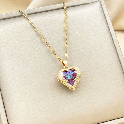 Women Necklace Chain Gold Diamond Love Jewelry Gift Romantic For Her Silver