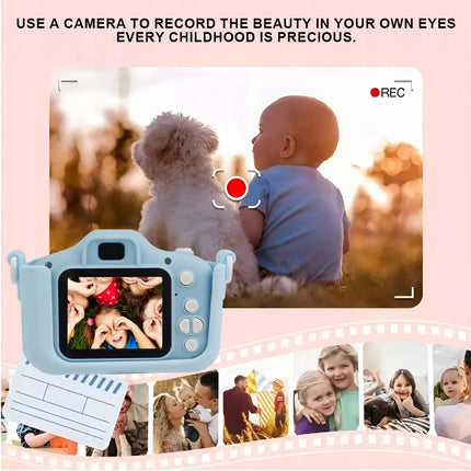 Mini Digital Children Camera HD 1080P LCD Camera Toy Kids Gift + 32G TF Card Blue