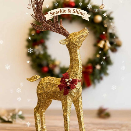 4.2ft Christmas Decoration Reindeer LED Lights Light up Solar Iron Frame Door De