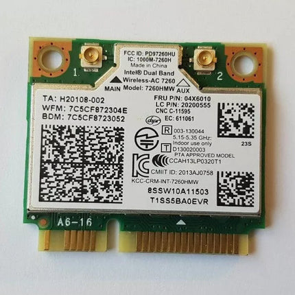 Dual Band network card Intel 7260ac 867Mbps 802.11ac 2.4/5GHz Bluetooth 4.0 PCIe