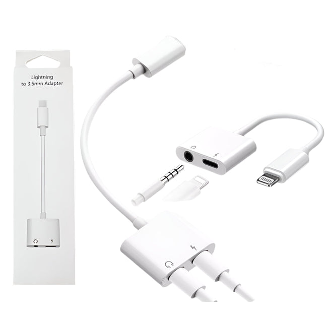 For IPhone Jack to 3.5mm Splitter 2 in 1 Adapter to AUX Headphone Charger