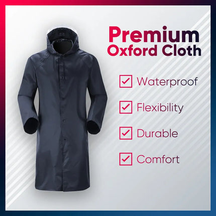 Waterproof Rain Jacket Coat Raincoat Hooded Long Trench Hiking Outdoor Unisex Oz  Dark Blue