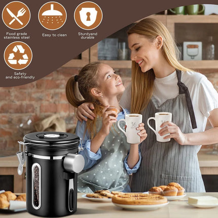 1.8L Coffee Canister Airtight Coffee Storage Jar Vacuum Storage Bean Container