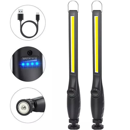 2pcs USB Rechargeable LED COB Work Inspection Light Magnetic Repair Lamp w Hook