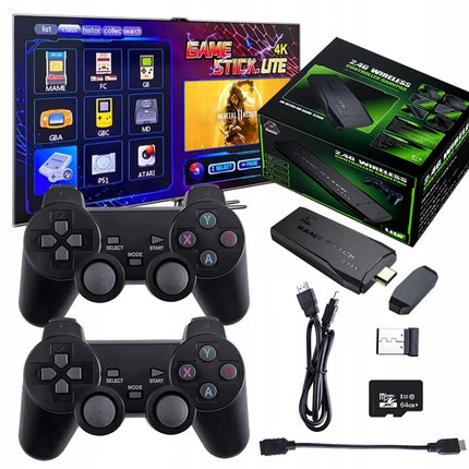 Retro 4K HDMI Game Stick Console Plug Play 35000+ Games 2 Wireless Controllers