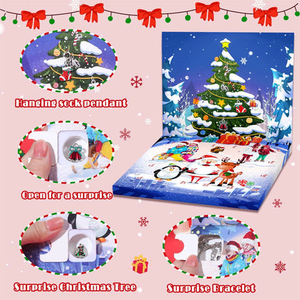 Christmas Advent Calendar Bracelet 24 Days Countdown Calendar DIY Charm Beads Blue