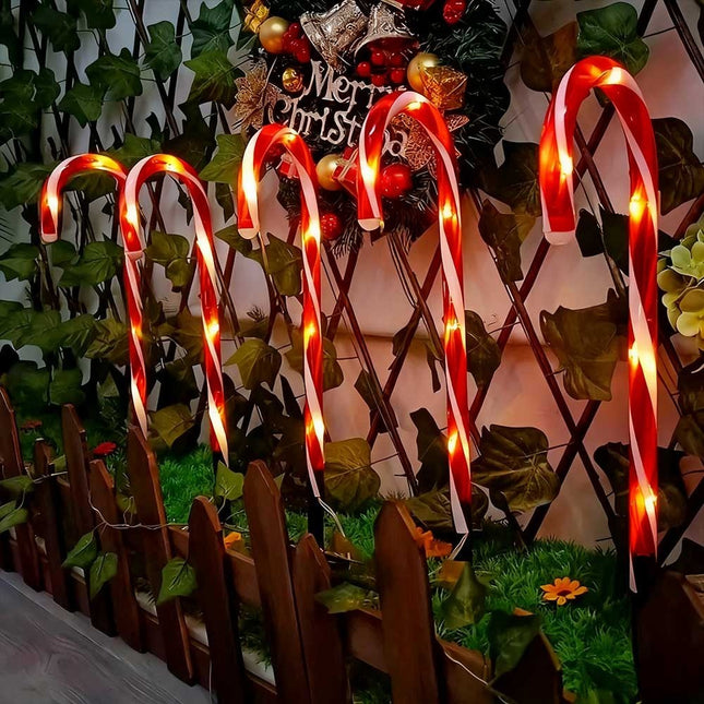 5Pcs Solar Candy Cane lights Outdoor Waterproof Garden Holiday Christmas Decor