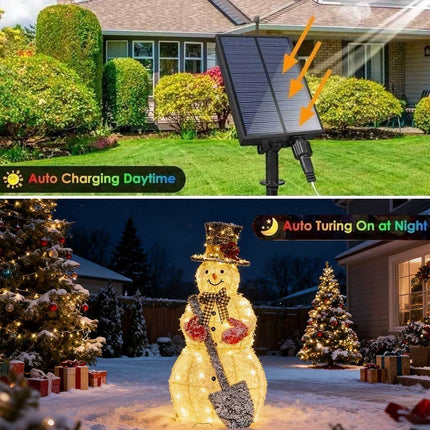 120cm Solar Powered Christmas Decoration Lights Snowman Metal Frame LED Light