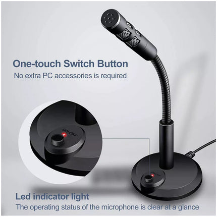 Desktop Mini USB Stand Microphone Mic For Desktop Laptop PC Computer 360°