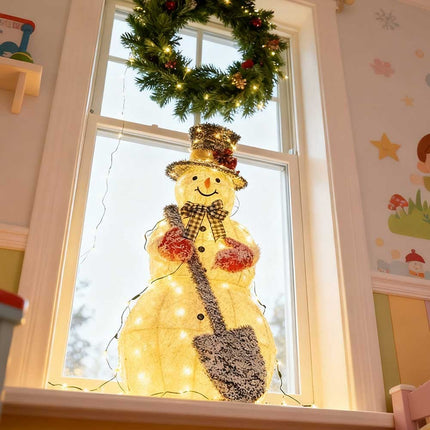 120cm Solar Powered Christmas Decoration Lights Snowman Metal Frame LED Light