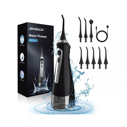 Cordless Water Flosser Dental Oral Irrigator Floss Pick Teeth Cleaner w/Jet Tips Black