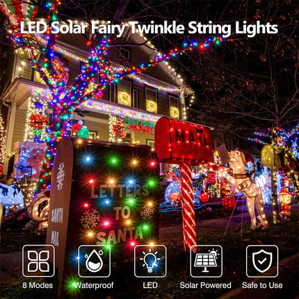 Solar Christmas String Lights Outdoor Waterproof LED Garden Multicolor Colourful