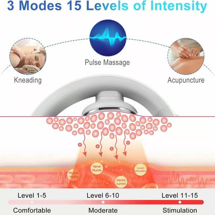 Smart Electric Neck Massager Cervical Shoulder Pain Relief 3 Modes 15 Levels