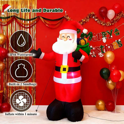 6.6ft Inflatable Santa Claus with LED Lighting Indoor Outdoor Christmas Party