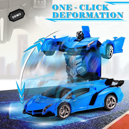 Blue 1:18 Transformer RC Robot Car Remote Control For Kids Boys Toys 360° Rotating