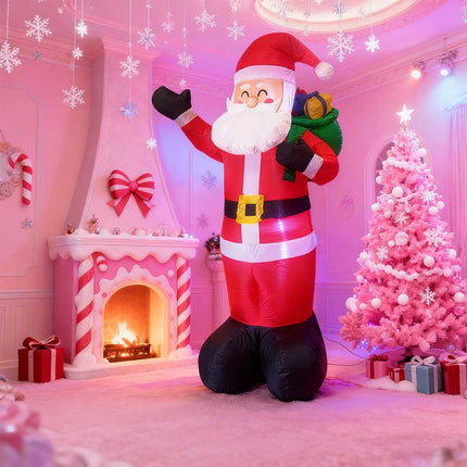 6.6ft Inflatable Santa Claus with LED Lighting Indoor Outdoor Christmas Party