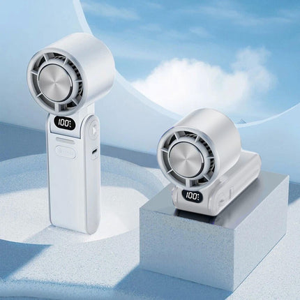 White Strong Wind Cooling Fan Portable Handheld Turbo Fan Speeds Neck Blower Mini
