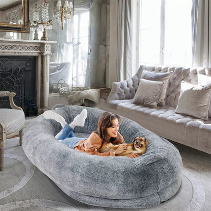 XXL Human-Sized Dog Bed Washable Orthopedic Pet Bed Bean Bag with Soft Blanket