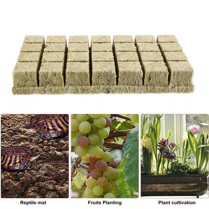 100Pcs Grow Starter Rockwool Cubes Plug Hydroponic Planting Cloning Propagation