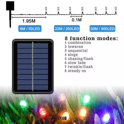Solar Christmas String Lights Outdoor Waterproof LED Garden Multicolor Colourful
