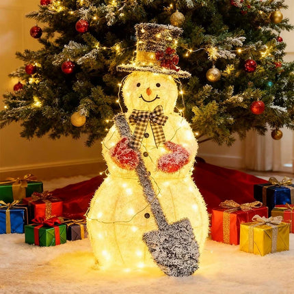 120cm Solar Powered Christmas Decoration Lights Snowman Metal Frame LED Light