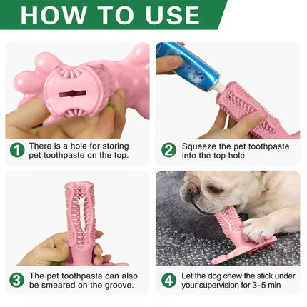 Pink L Size Pet Dog Chew Toy Teeth Cleaning Toothbrush