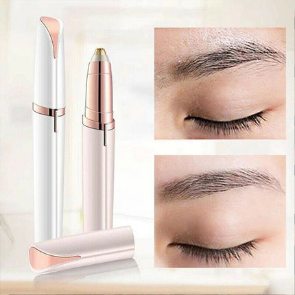 White Eyebrow Trimmer Electric Facial Hair Remover Finishing LED Rechargeable Light