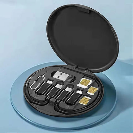 Type USB C Micro-USB Cable Charging Adapter iPhone Cable Kit Storage Box Black