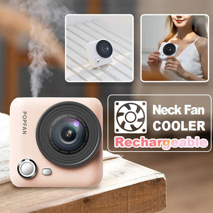 Pink Neck Fan Bladeless Hanging Air Cooler USB Rechargeable Portable Personal
