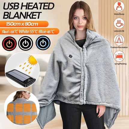 USB Electric Heated Throw Blanket Warm Poncho Wrap Blanket Portable heated Shawl