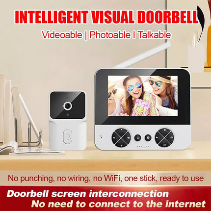 Wireless 4.3" Doorbell-Video Door Bell Smart Intercom Ring Security Phone Camera