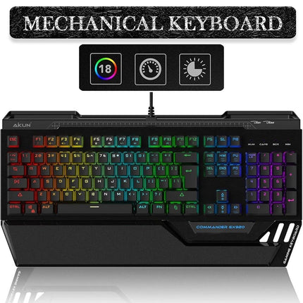 Mechanical Gaming Keyboard With 2 USB HUB Wired RGB Ergonomic Design LED PC MAC
