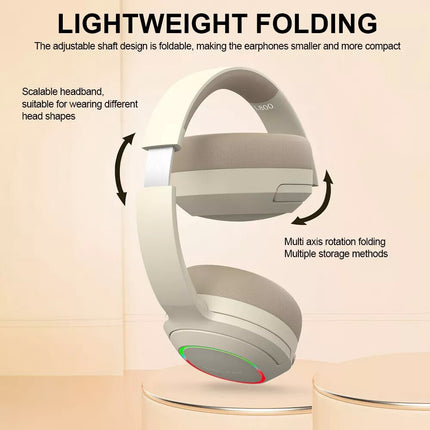 Khaki Gaming Headset Headphone with Microphone Volume Wireless