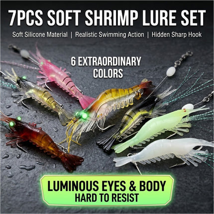 7pcs Soft Plastic Fishing Lures Tackle Prawn Shrimp Flathead Bream Cod Bass Lure