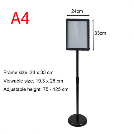 A4 Floor Poster Stand Foyer Pedestal Sign Holder Business Menu Display Stand